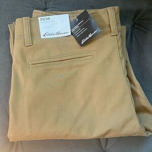 NWT Eddie Bauer Sport Chinos Flex Wrinkle Resistant 33/34 Pants 🌟